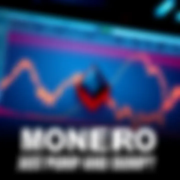 A chart showing Monero price fluctuations with upward and downward trends, indicating market speculation.