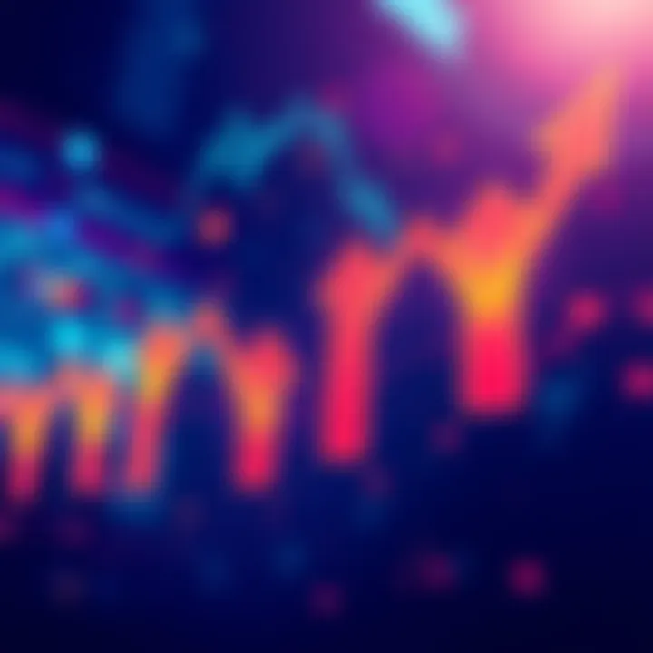 A graphic showing fluctuating market trends with upward and downward arrows, symbolizing investment strategies and uncertainty.