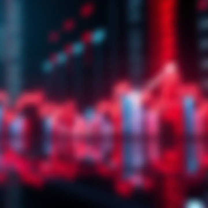 A line chart depicting rising and falling market trends, with arrows indicating buy and hold strategies