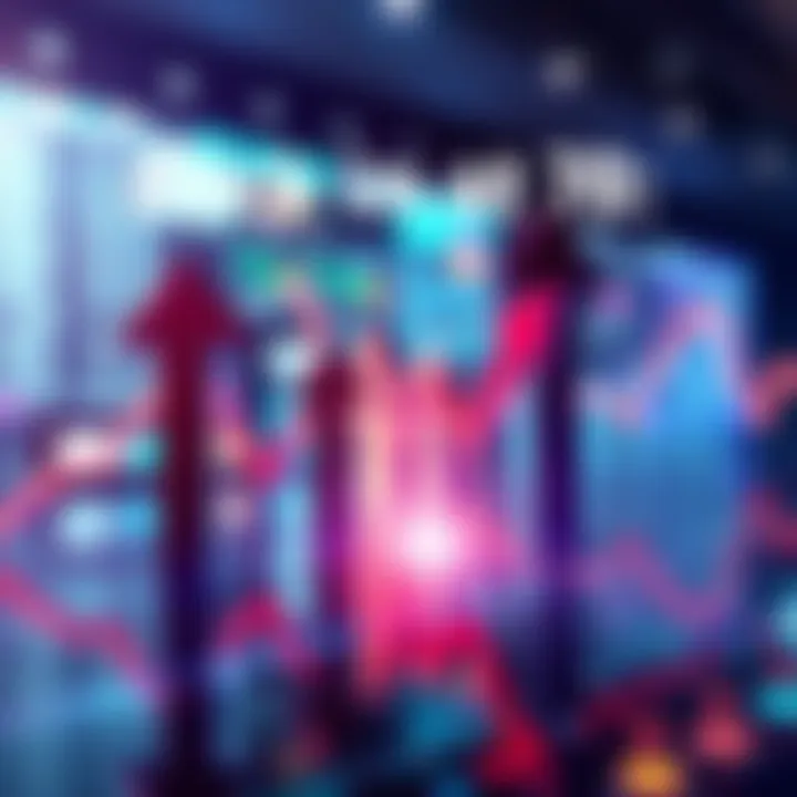 Illustration of market trends with upward and downward arrows representing financial predictions.