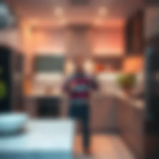 Marty standing in a beautifully designed kitchen with modern appliances and stylish decor, looking impressed.