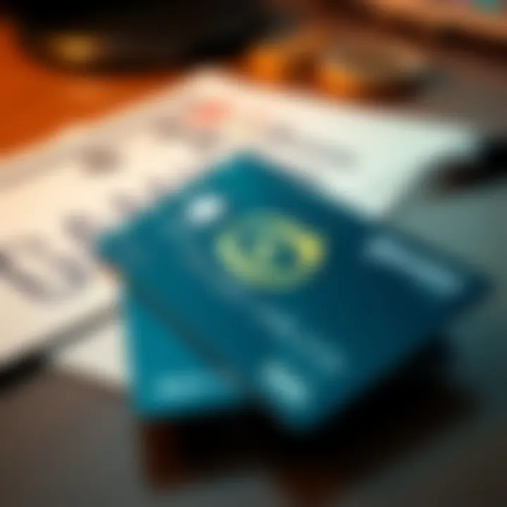 A close-up of a maxed-out credit card with a Gemini logo and financial documents on a table