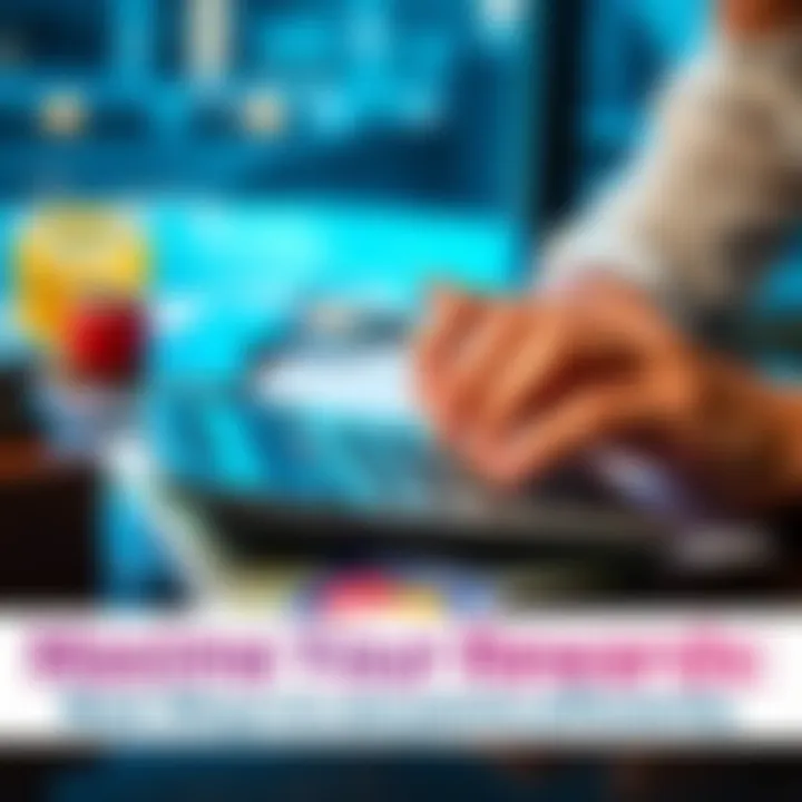 Person calculating points on a calculator with travel and reward cards on the table