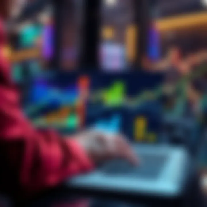 A person analyzing financial charts and graphs, with a laptop showing upward trends, symbolizing profit growth.