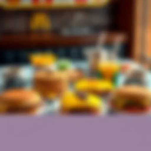 A spread of McDonald's breakfast items including pancakes, coffee, and breakfast sandwiches on a table