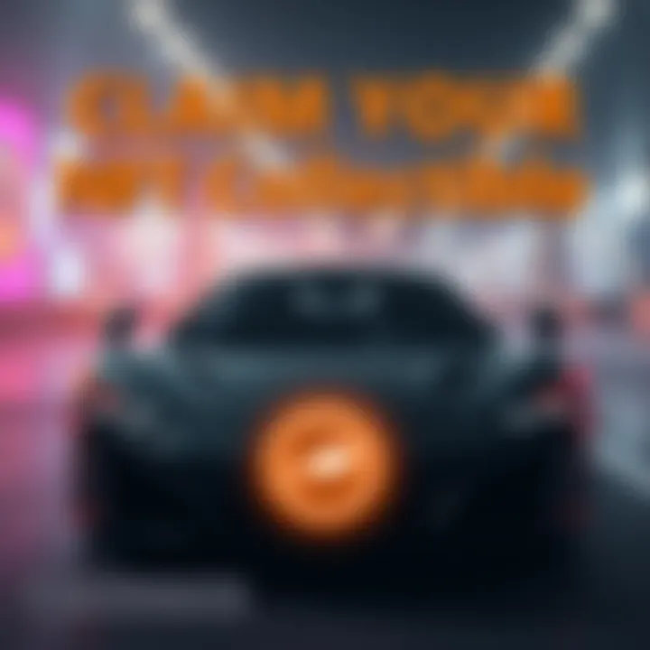 Claim Your McLaren NFT Collectible A graphic showing a McLaren sports car with a digital collectible symbol, promoting NFT claiming in Hashpack.