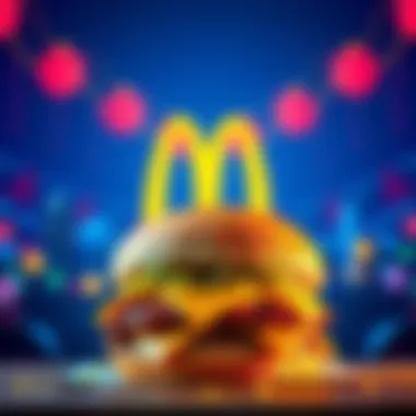 A McDonald's McRib sandwich with a festive background celebrating its return.