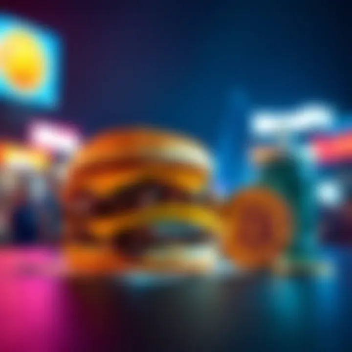 A McRib sandwich next to symbols representing Bitcoin, highlighting the correlation between the sandwich's return and Bitcoin price surges.