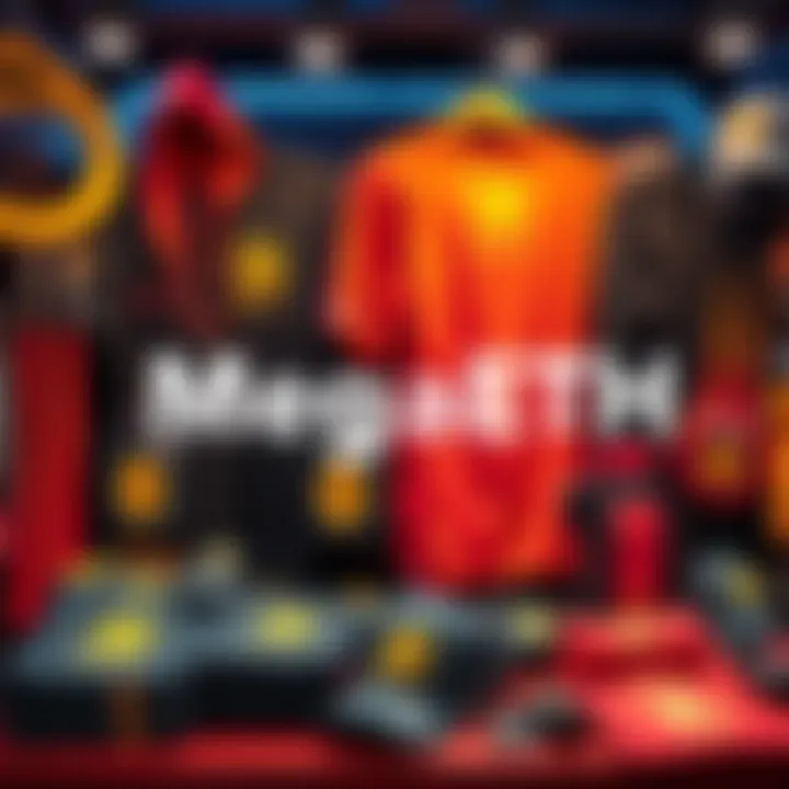 MegaETH Merchandise Display A vibrant display of MegaETH merchandise including t-shirts, hoodies, and accessories, highlighting unique designs and colors that appeal to cryptocurrency fans.