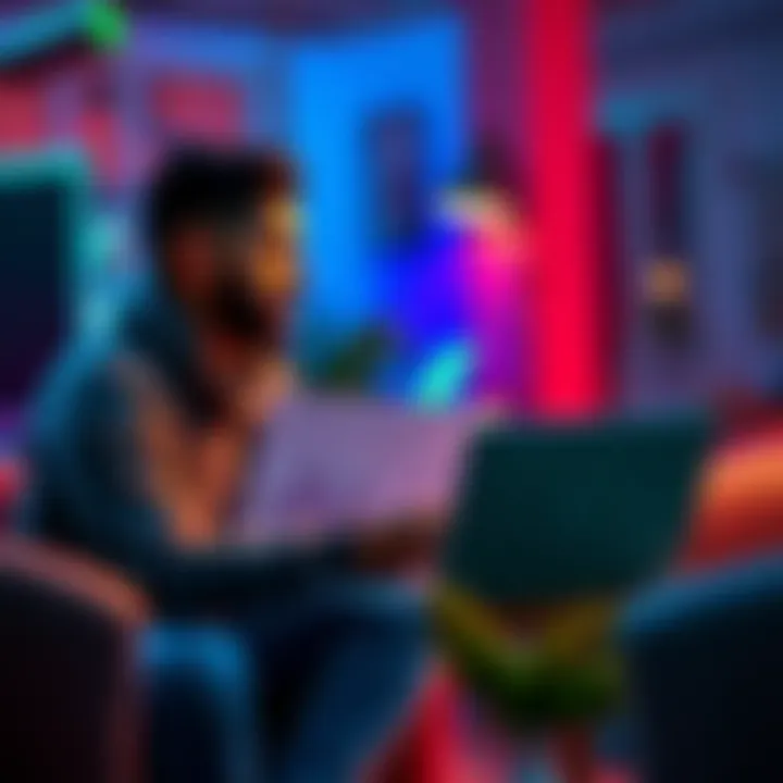 A person discussing a meme coin project with a developer in a casual meeting setting, showcasing a laptop and sketches.