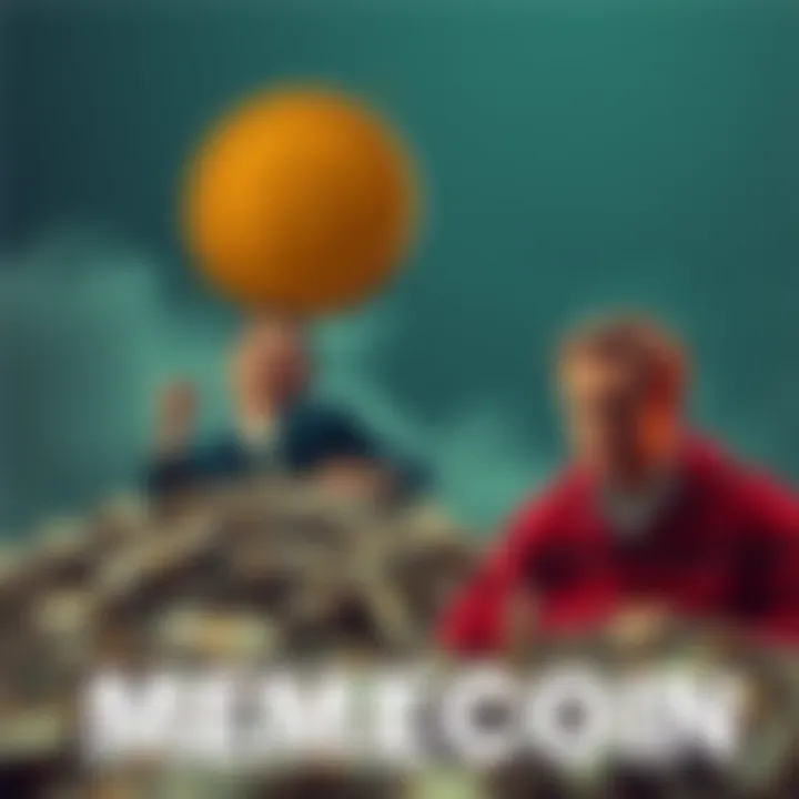 A visual contrast showing a person excitedly celebrating a large cash pile representing a $60,000 memecoin success and another person looking disappointed next to a small cash pile representing a $2 l...
