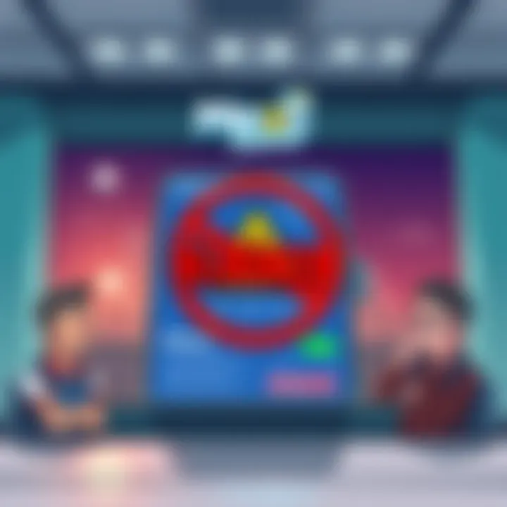 Mexc Easy Earn Blocked An illustration showing a warning sign over a digital wallet interface, symbolizing the block on Mexc's easy earn feature, with frustrated users looking on.