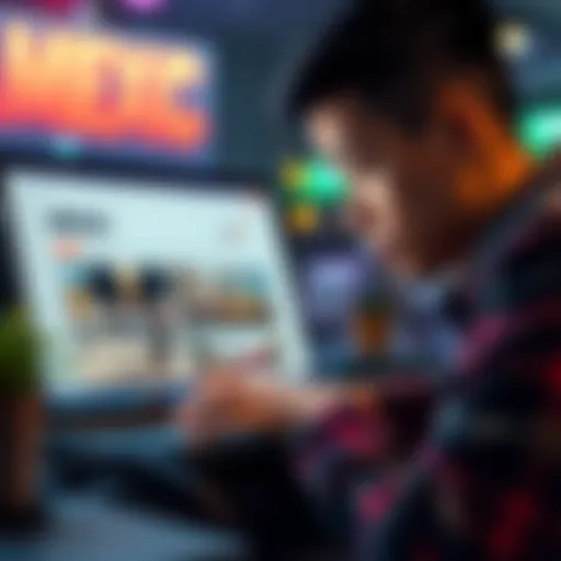 A person looking concerned at a laptop with MEXC website on screen, showing a message about service discontinuation in Malaysia.