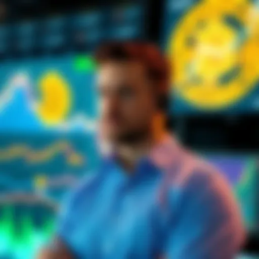 Michael Saylor stands in front of a digital screen displaying Bitcoin trends, engaging in a discussion about the future of Bitcoin.