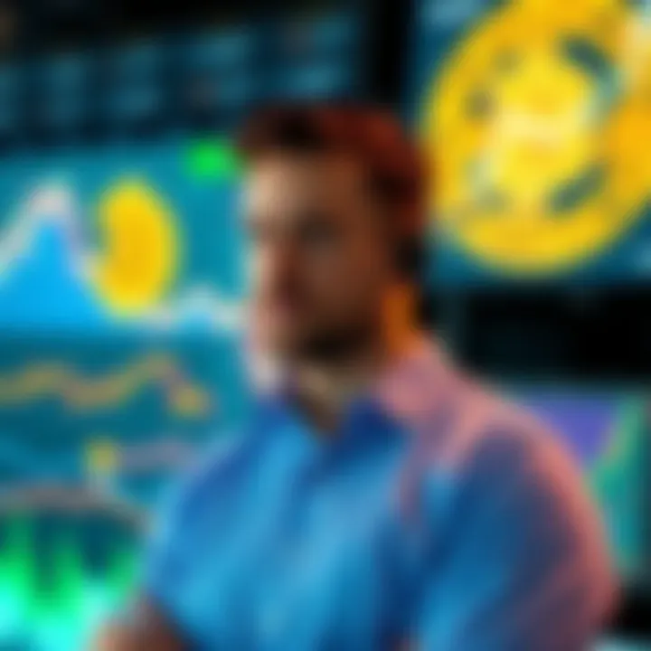 Michael Saylor stands in front of a digital screen displaying Bitcoin trends, engaging in a discussion about the future of Bitcoin.