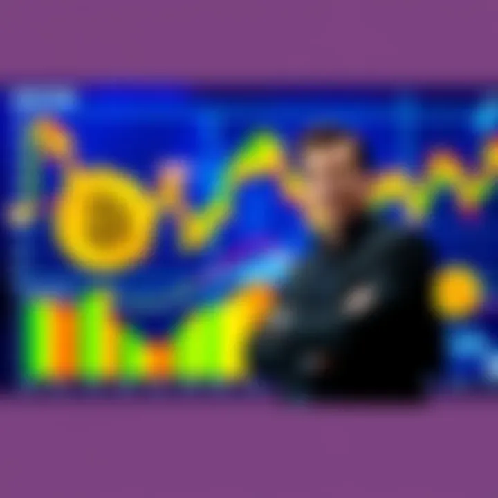 Michael Saylor confidently standing in front of a digital display showing Bitcoin charts, emphasizing MSTR's commitment to Bitcoin acquisition.