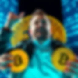 Michael Saylor celebrating his purchase of over 1,000 Bitcoins, with Bitcoin logo in the background