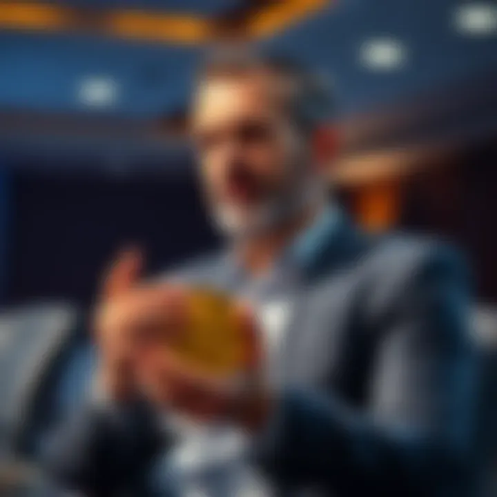 Michael Saylor discussing MicroStrategy's Bitcoin sell-off in a conference setting