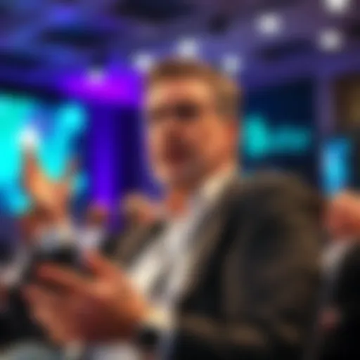 Michael Saylor speaking at a conference about cryptocurrency investment strategies