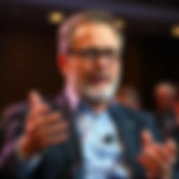 Michael Saylor at a conference talking about bi-monthly STRC dividends and investor engagement