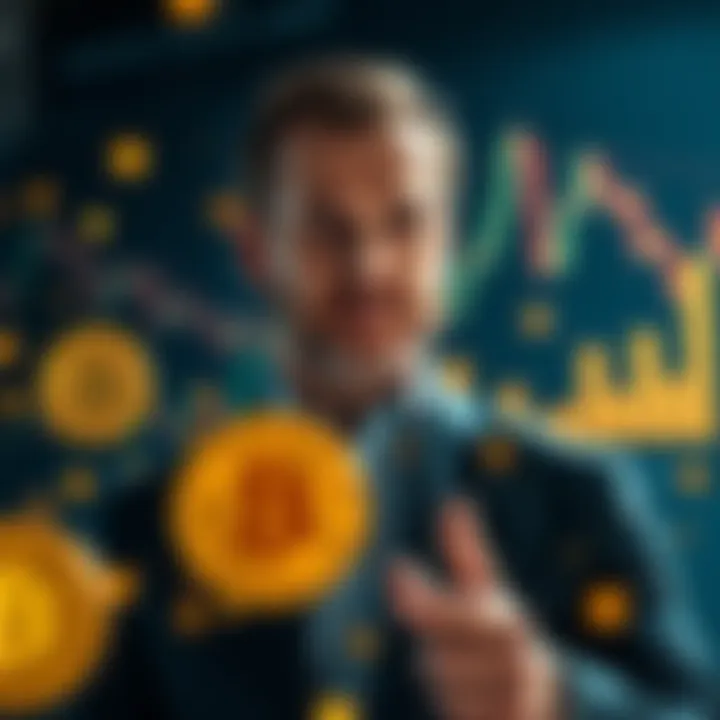 Michael Saylor with Bitcoin symbols and graphs representing his accumulation strategy