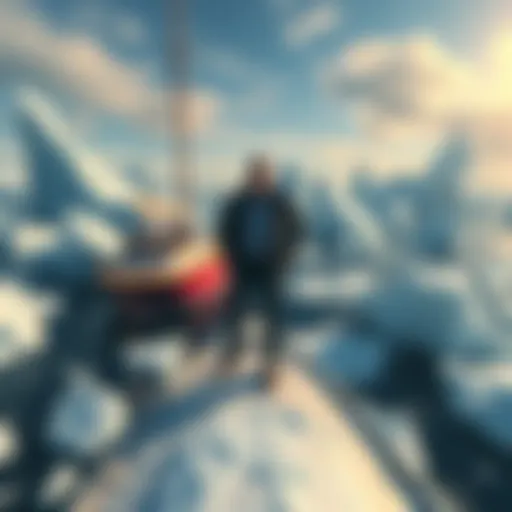 Michael Saylor standing on a ship surrounded by icebergs, symbolizing his financial troubles and recent blunders.