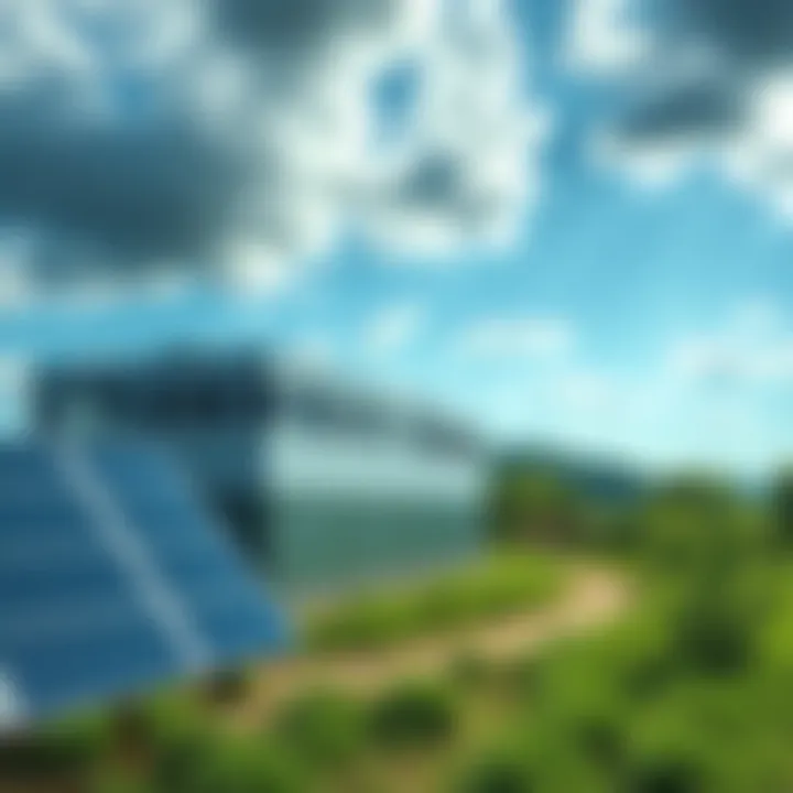 A micro-data center powered by renewable energy in a rural Romanian setting, surrounded by greenery and solar panels.