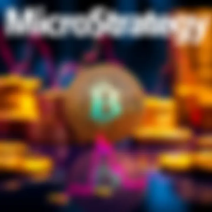 MicroStrategy logo with an illustration of Bitcoin coins stacked together, symbolizing the company's recent purchase of over 174,000 Bitcoin.