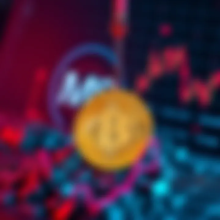 A visual representation of Bitcoin falling, with MicroStrategy logo in the background, indicating potential financial loss.