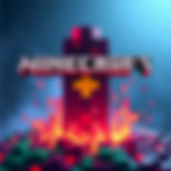 A colorful logo created in Minecraft using blocks and designed by a player