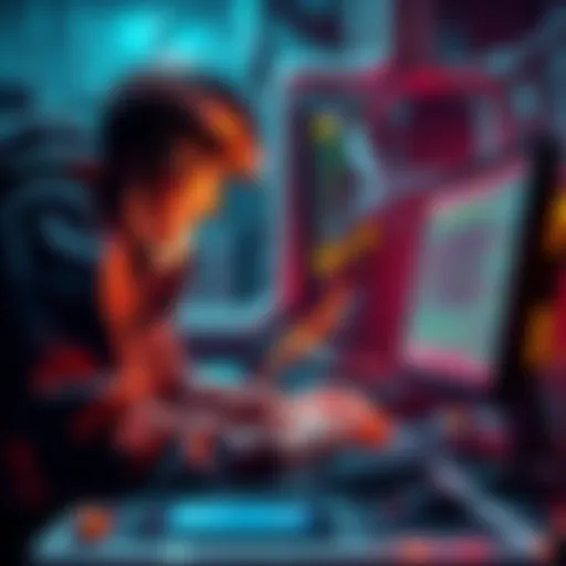 A miner working on a computer, illustrating their critical role in blockchain dynamics and the importance of adhering to BIP110