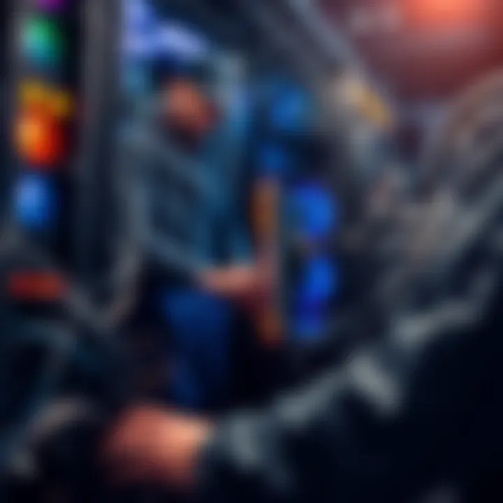 A technician checking a mining rig for issues with invalid shares