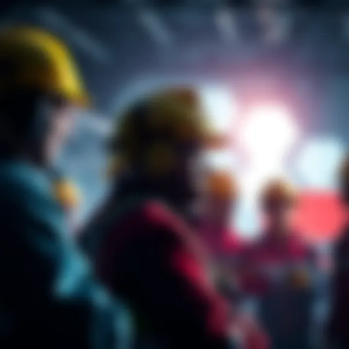 Group of miners discussing issues related to mining pool operations and practices