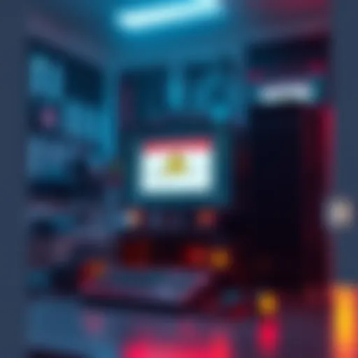 A mining computer setup displaying frequent warning notices on the screen, indicating issues in performance