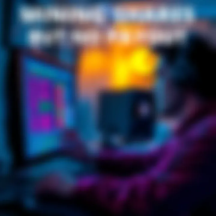 A miner looking at their computer screen showing mining logs with no payout, expressing confusion