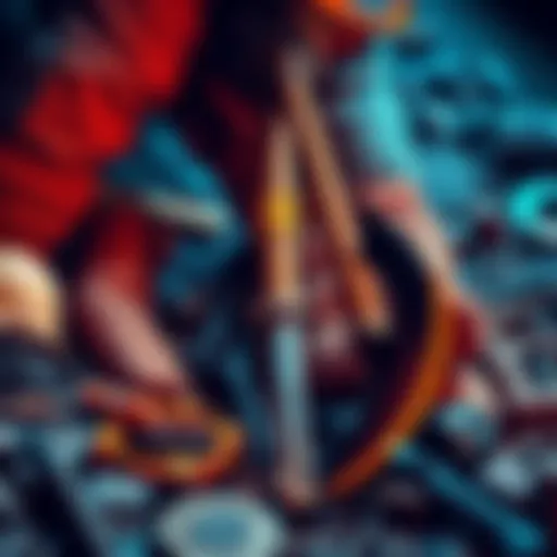 A beginner miner with a pickaxe and helmet exploring a mining site, surrounded by tools and information on mining strategies.