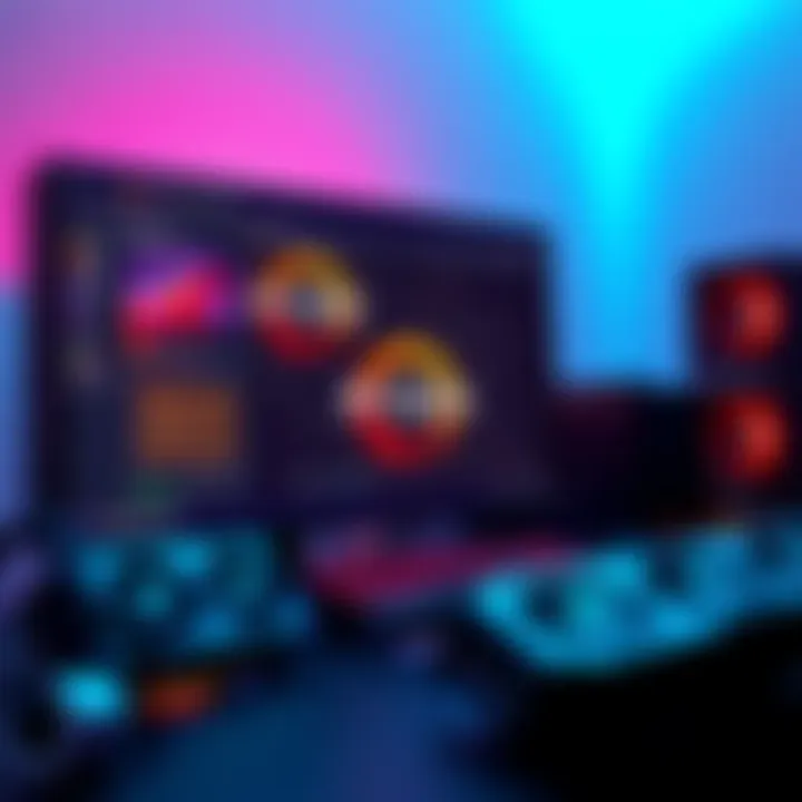 A computer setup showcasing a Ryzen 3 processor with mining software on the screen and mining graphics cards around it.