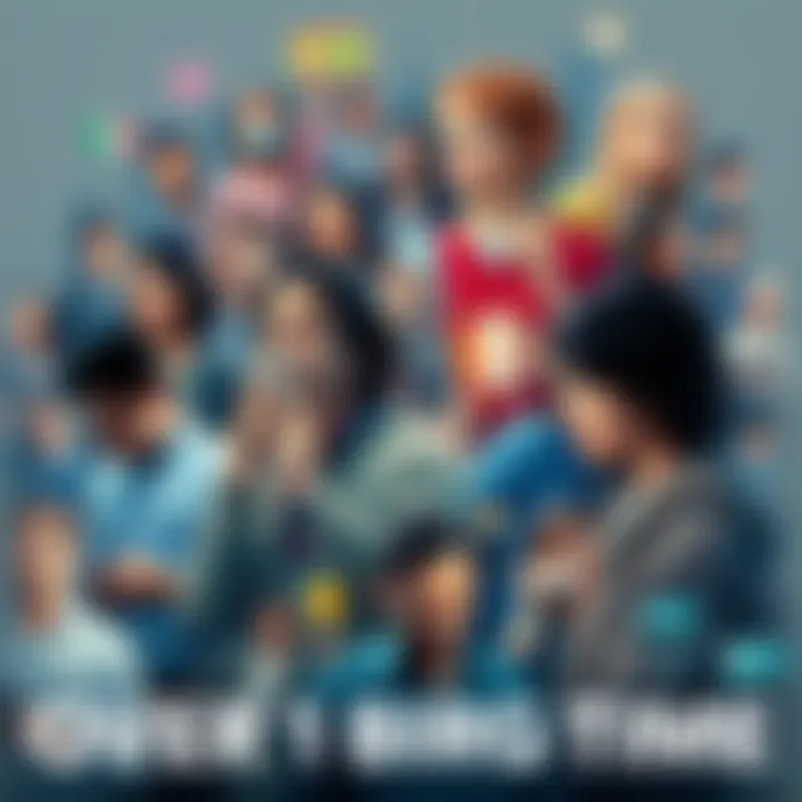 A collage of people interacting with technology and cultural symbols, showcasing societal changes.