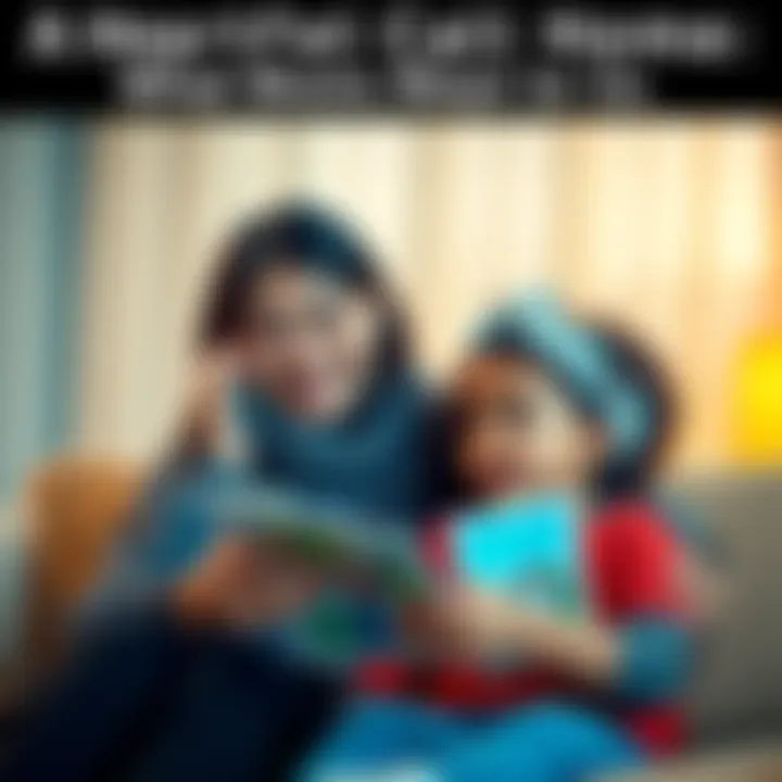 A mother smiles while speaking on the phone, her child sitting beside her holding a photo, showing their strong bond.
