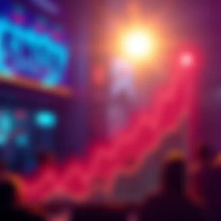 $MON Price Chart A rising line graph representing the potential growth of $MON's value over time, with a bright upward trend and community discussion in the background.