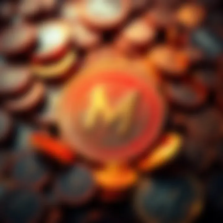 Monero logo surrounded by coins, representing cryptocurrency and miner incentives