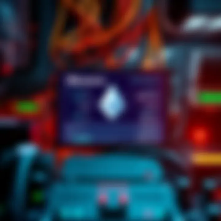 A visual representation of Monero mining equipment showing a mining rig and transaction fee details on a screen