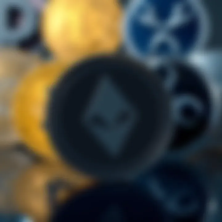 Monero logo stands out in front of Bitcoin and XRP logos, showcasing its focus on privacy and anonymity in transactions.