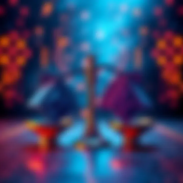 Illustration showing a balance of Proof of Work and Proof of Stake symbols with a blockchain background