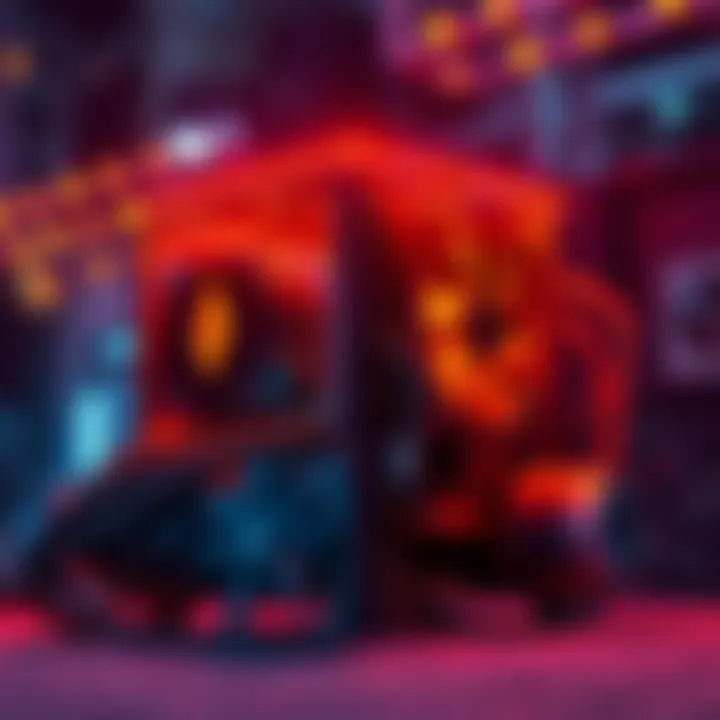 Monero Mining Rig in Night Lighting A small Monero mining rig glowing at night with vibrant lights, showcasing its improved performance.