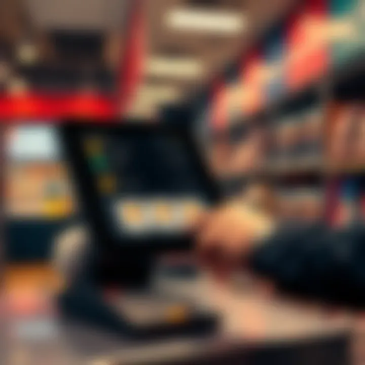 A Point of Sale terminal displaying Monero payment options with a user making a payment, highlighting privacy and security features.