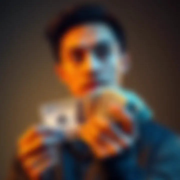A person holding a stack of cash with a thoughtful expression, indicating investment and change