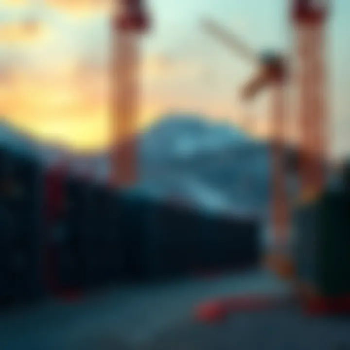 A new mining farm in Montana with Antminer S19K Pros being set up, showcasing mining equipment and power sources.