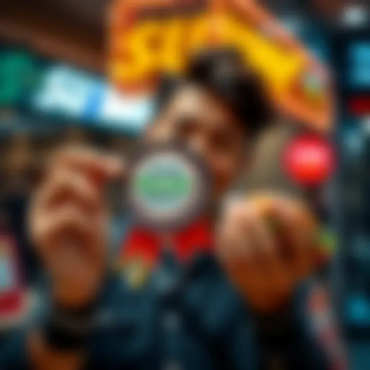 Month Badge Achievement and Subway A person happily holding a month badge with a Subway sandwich in the background, celebrating their achievement after completing several surveys.