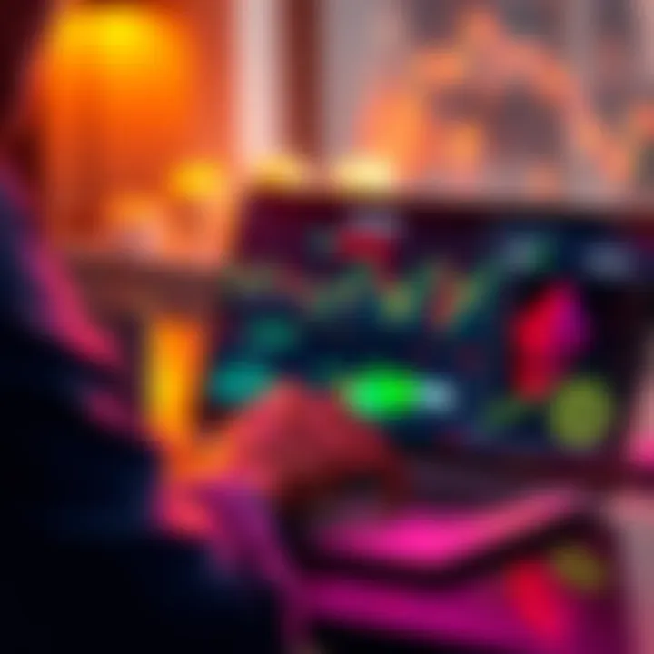 A person analyzing cryptocurrency charts on a laptop with Bitcoin, Ethereum, Solana, and TAO logos visible.